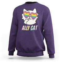 LGBTQ Ally Pride Rainbow Cat Lover Sweatshirt - Wonder Print Shop