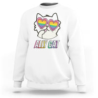 LGBTQ Ally Pride Rainbow Cat Lover Sweatshirt - Wonder Print Shop