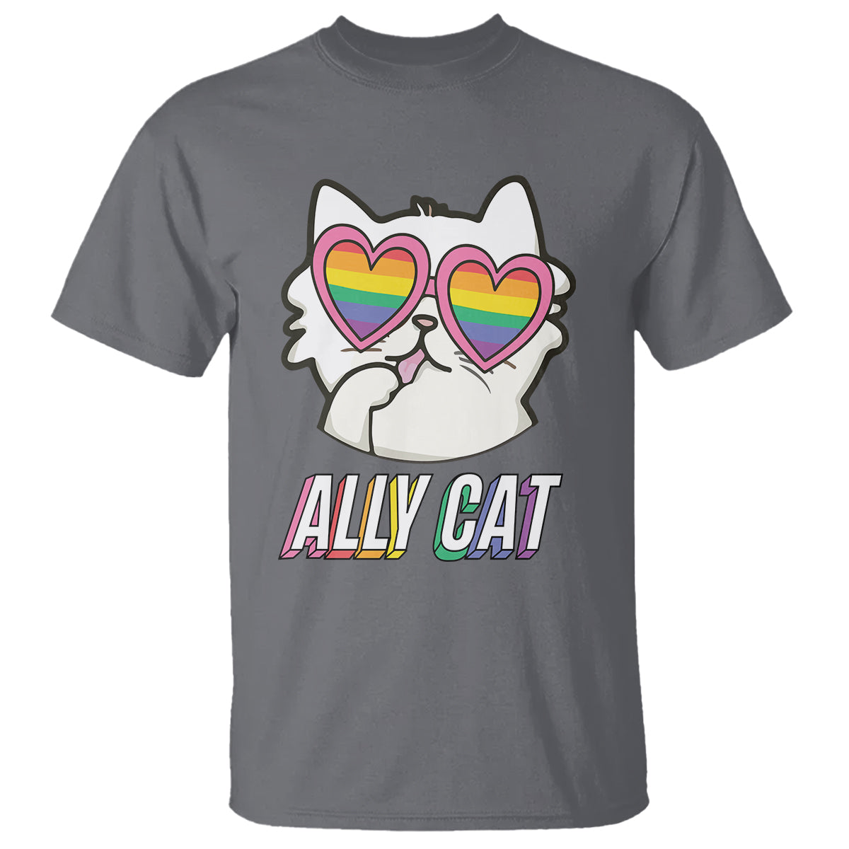 LGBTQ Ally Pride Rainbow Cat Lover T Shirt - Wonder Print Shop