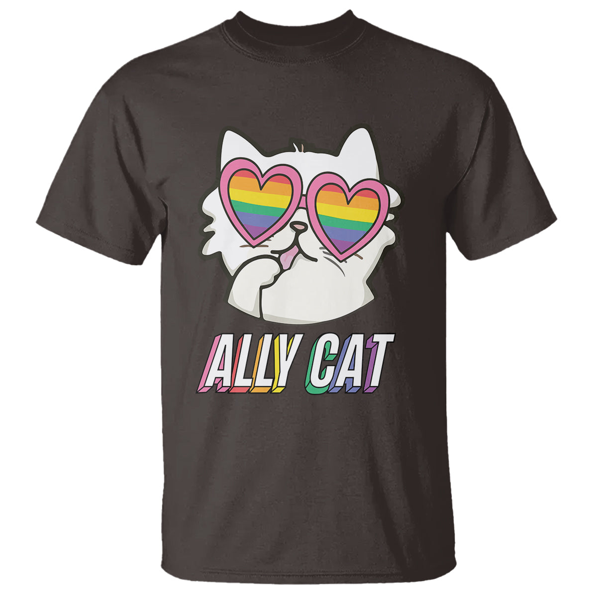 LGBTQ Ally Pride Rainbow Cat Lover T Shirt - Wonder Print Shop