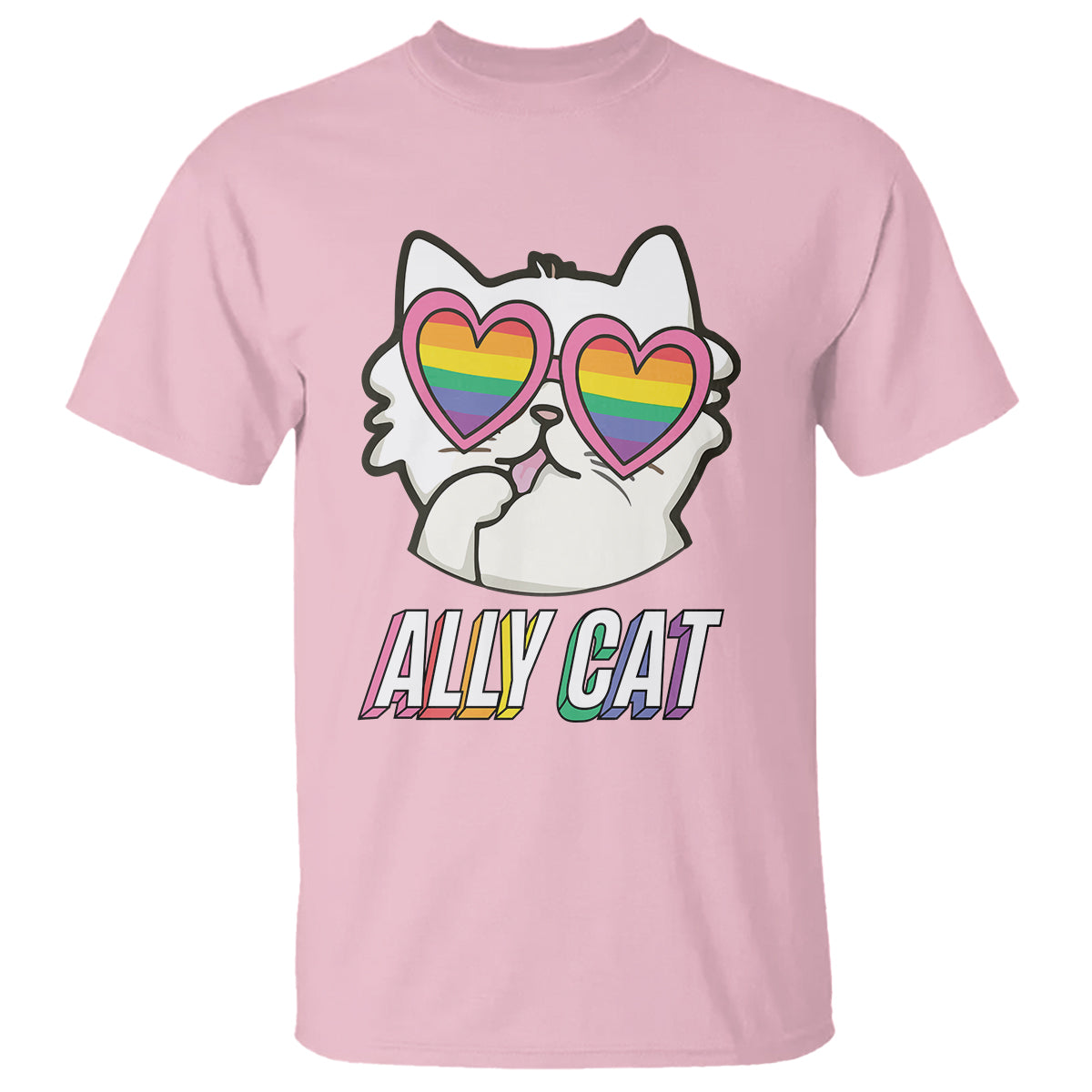 LGBTQ Ally Pride Rainbow Cat Lover T Shirt - Wonder Print Shop