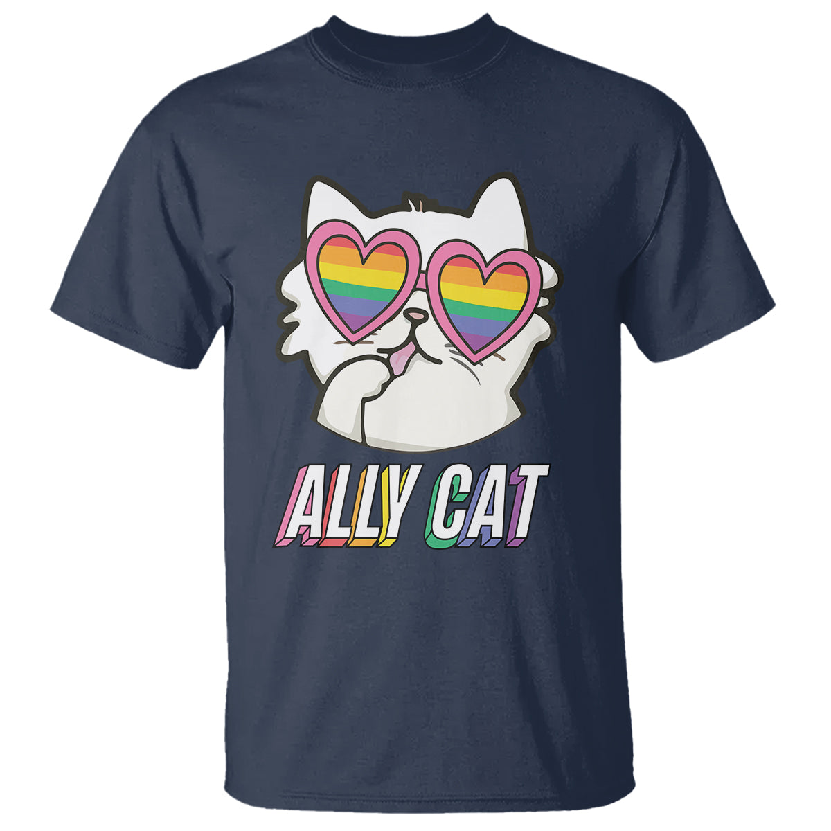 LGBTQ Ally Pride Rainbow Cat Lover T Shirt - Wonder Print Shop