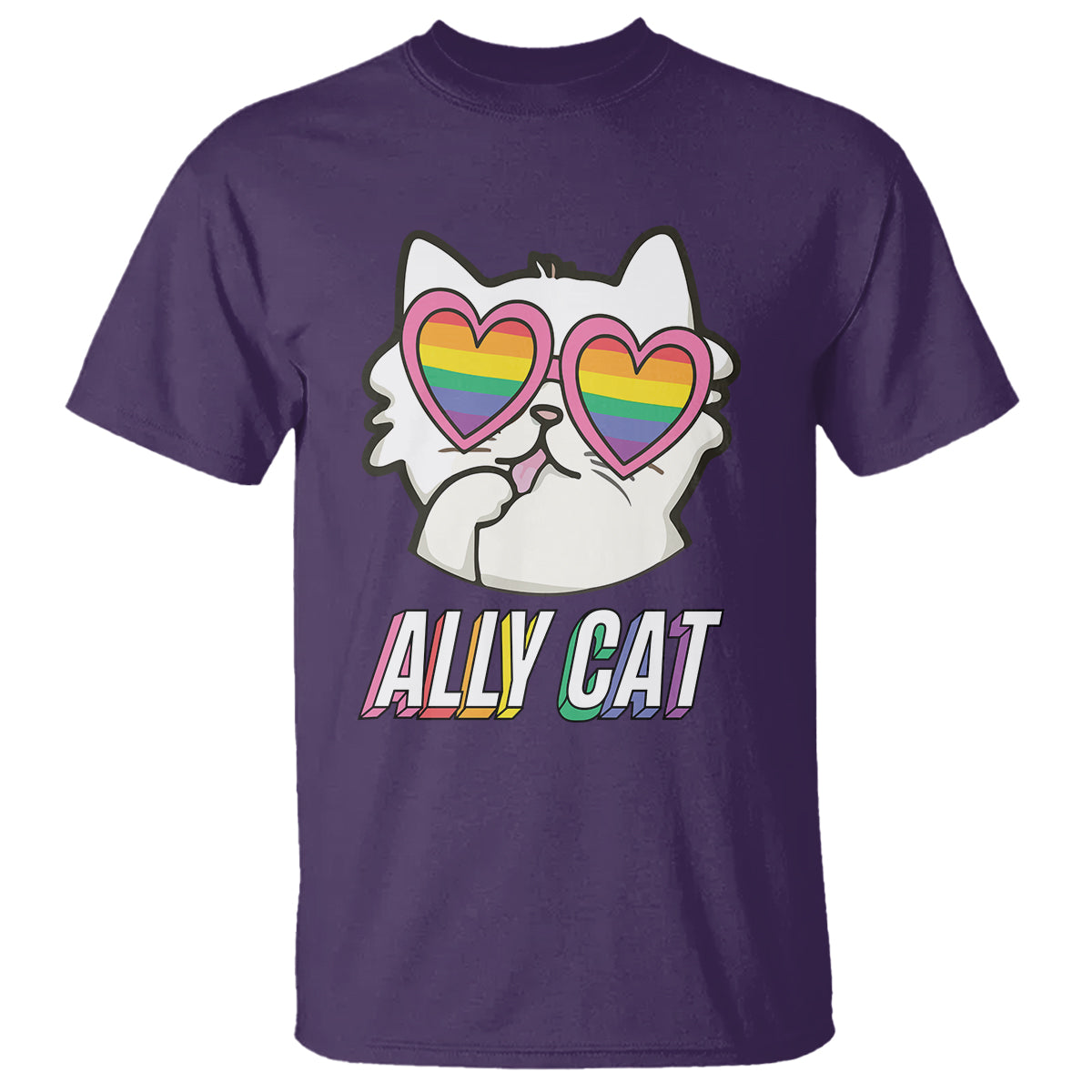 LGBTQ Ally Pride Rainbow Cat Lover T Shirt - Wonder Print Shop