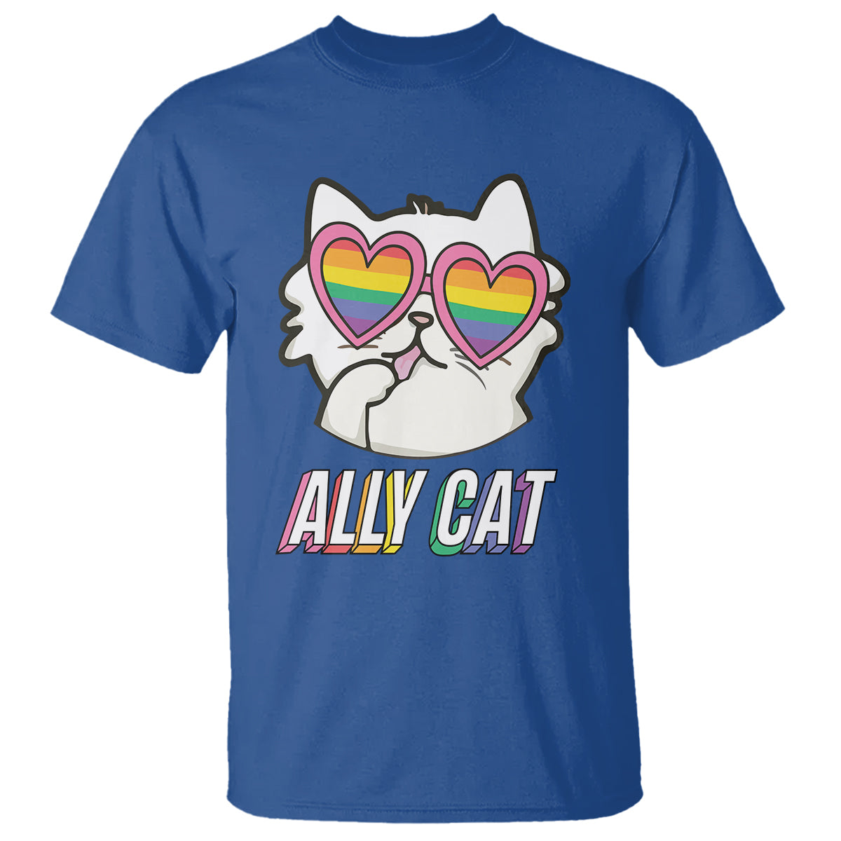 LGBTQ Ally Pride Rainbow Cat Lover T Shirt - Wonder Print Shop