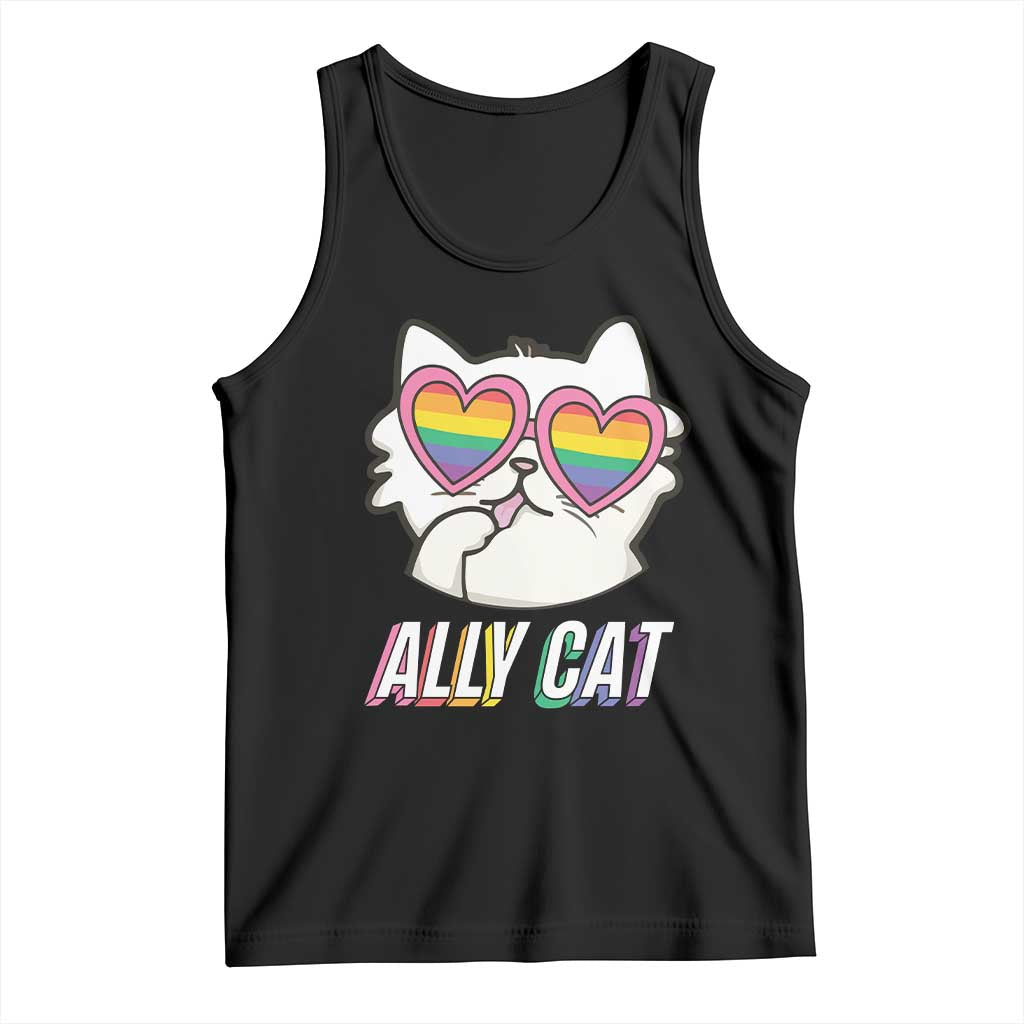 LGBTQ Ally Pride Rainbow Cat Lover Tank Top
