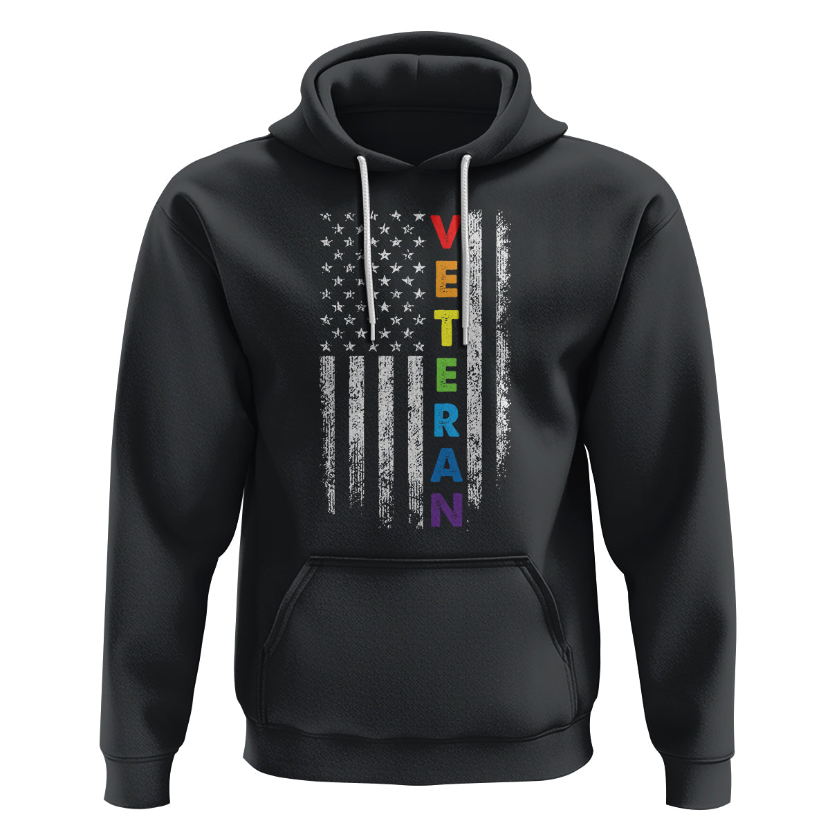LGBT Veteran Hoodie American Flag Rainbow Military Army - Wonder Print Shop