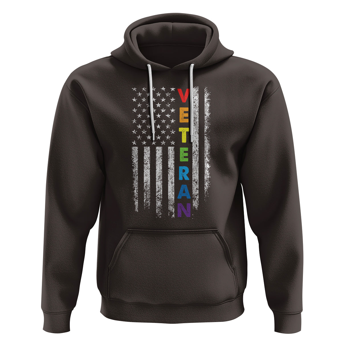 LGBT Veteran Hoodie American Flag Rainbow Military Army - Wonder Print Shop