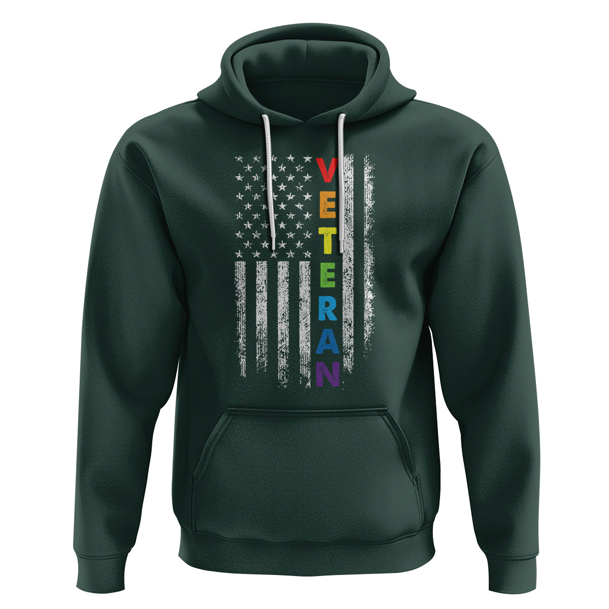 LGBT Veteran Hoodie American Flag Rainbow Military Army - Wonder Print Shop