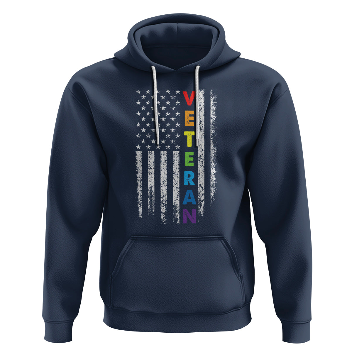 LGBT Veteran Hoodie American Flag Rainbow Military Army - Wonder Print Shop