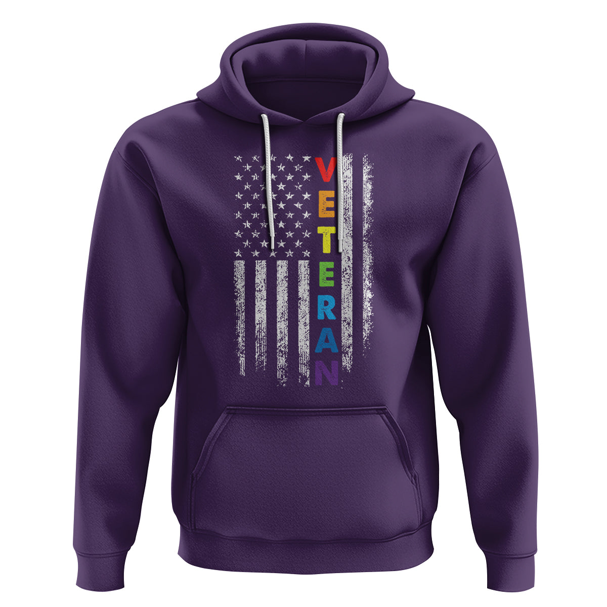 LGBT Veteran Hoodie American Flag Rainbow Military Army - Wonder Print Shop