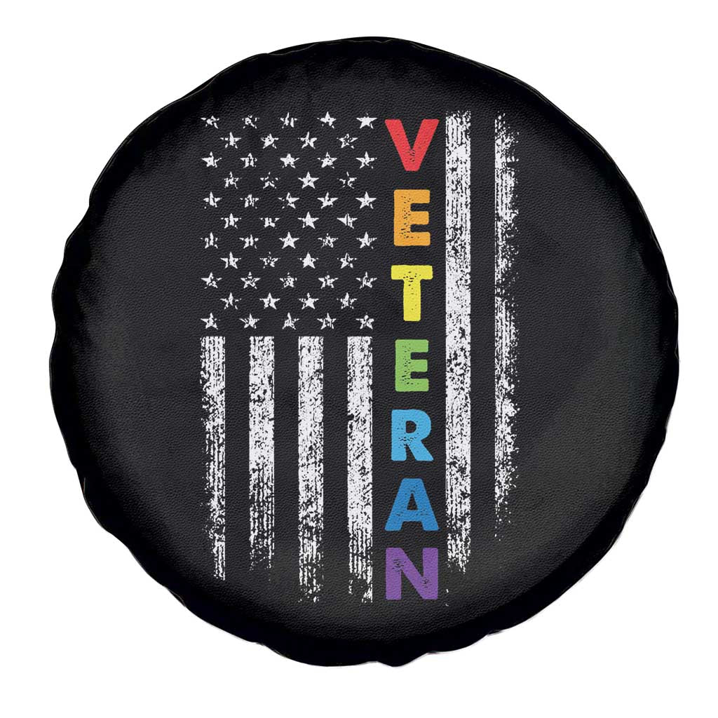 LGBT Veteran Spare Tire Cover American Flag Rainbow Military Army