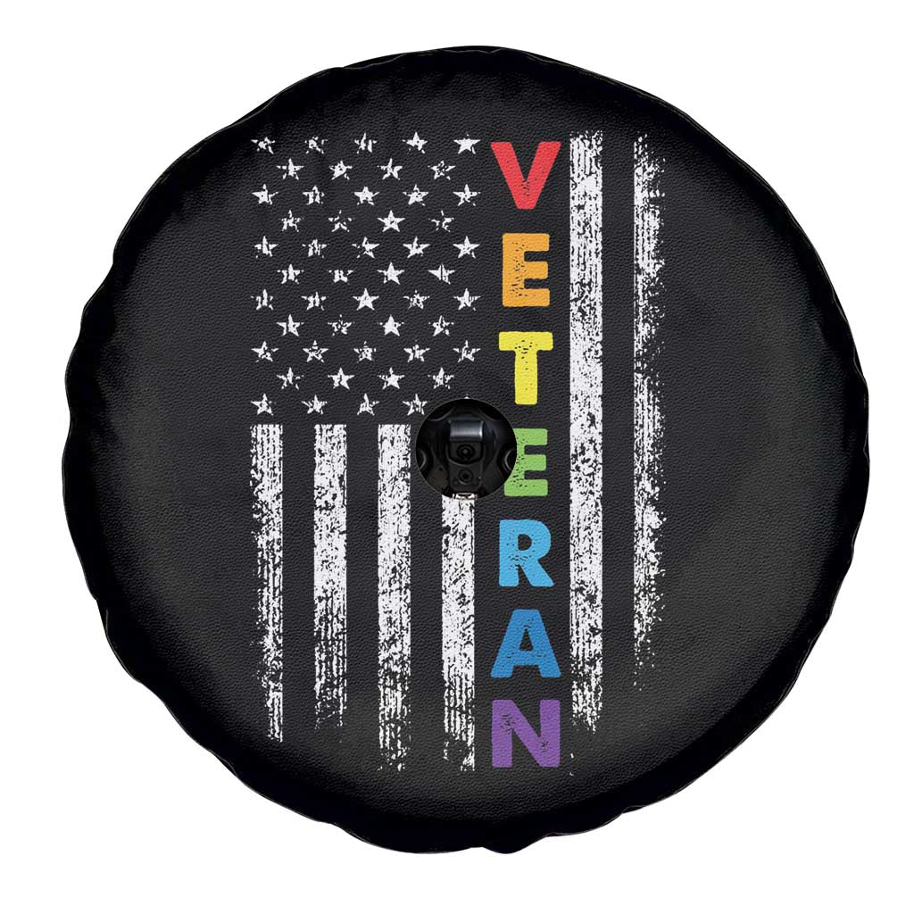LGBT Veteran Spare Tire Cover American Flag Rainbow Military Army