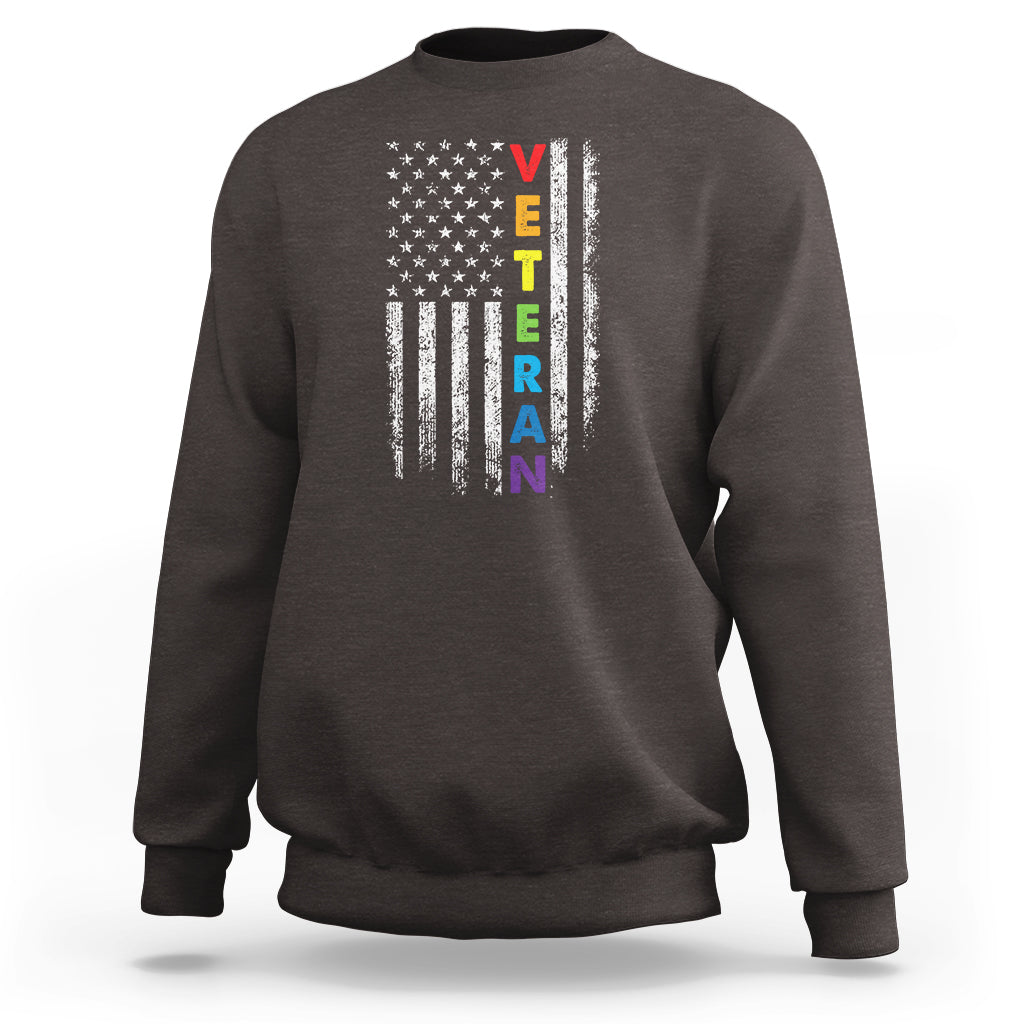 LGBT Veteran Sweatshirt American Flag Rainbow Military Army - Wonder Print Shop