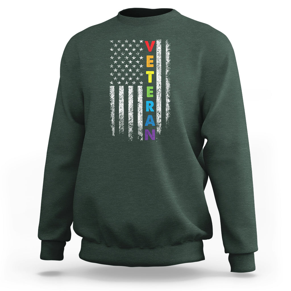 LGBT Veteran Sweatshirt American Flag Rainbow Military Army - Wonder Print Shop