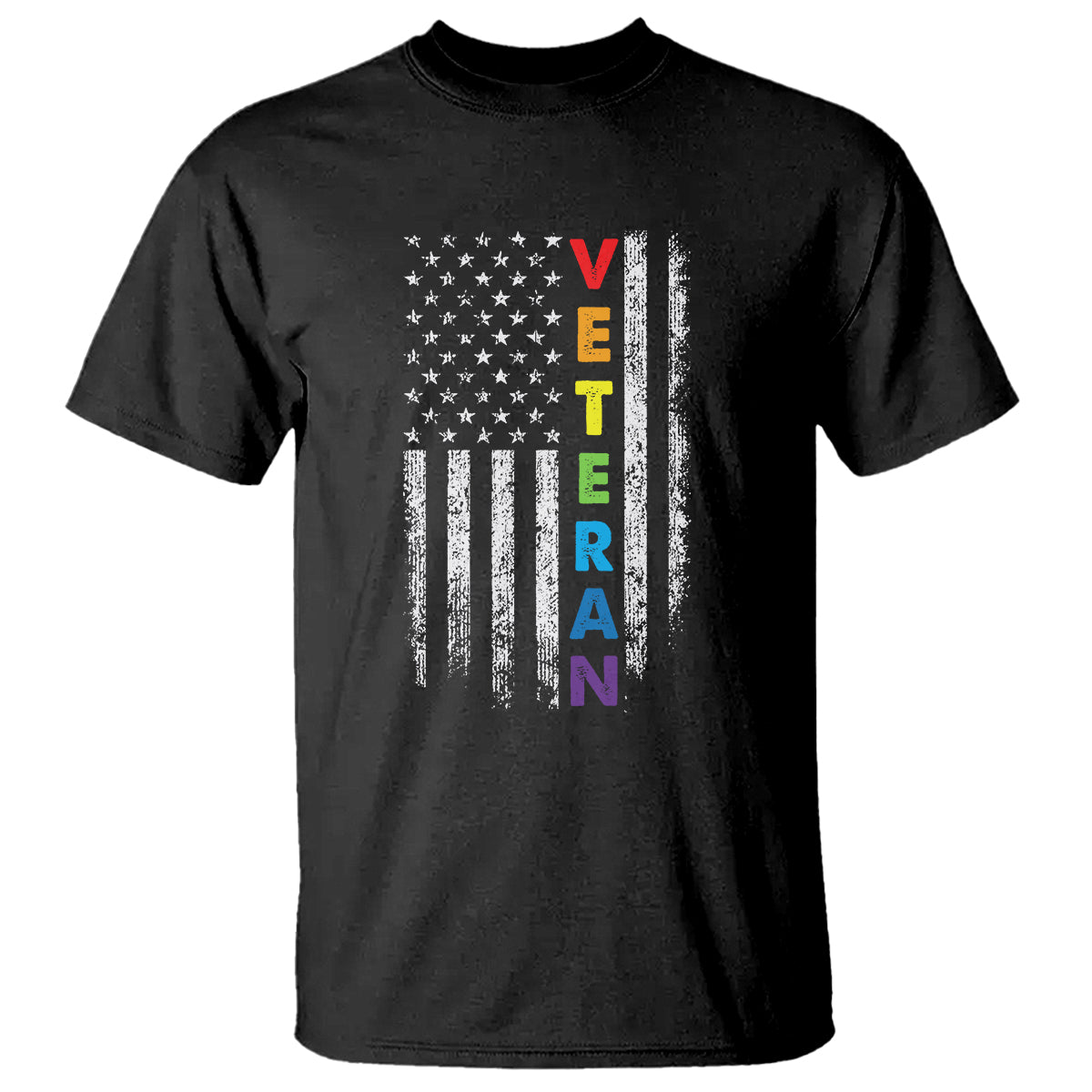 LGBT Veteran T Shirt American Flag Rainbow Military Army - Wonder Print Shop