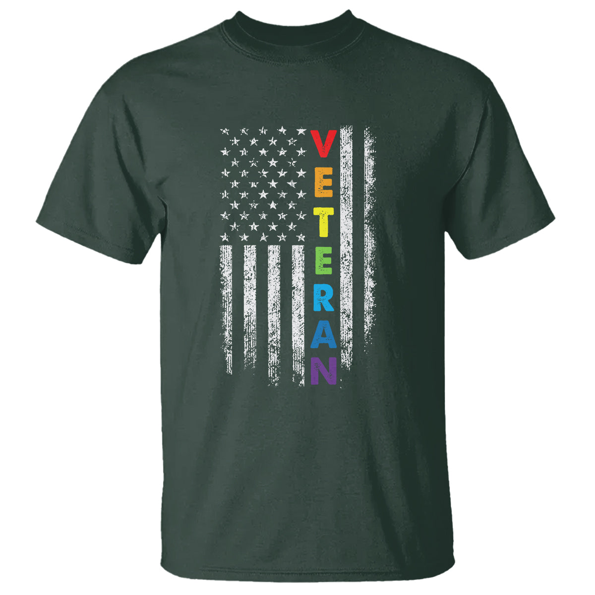 LGBT Veteran T Shirt American Flag Rainbow Military Army - Wonder Print Shop