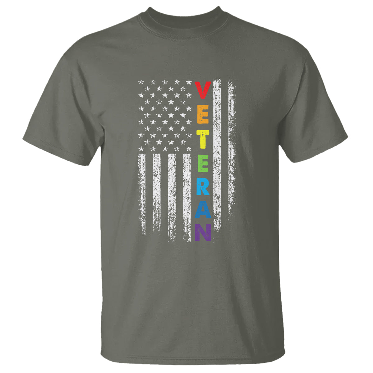 LGBT Veteran T Shirt American Flag Rainbow Military Army - Wonder Print Shop