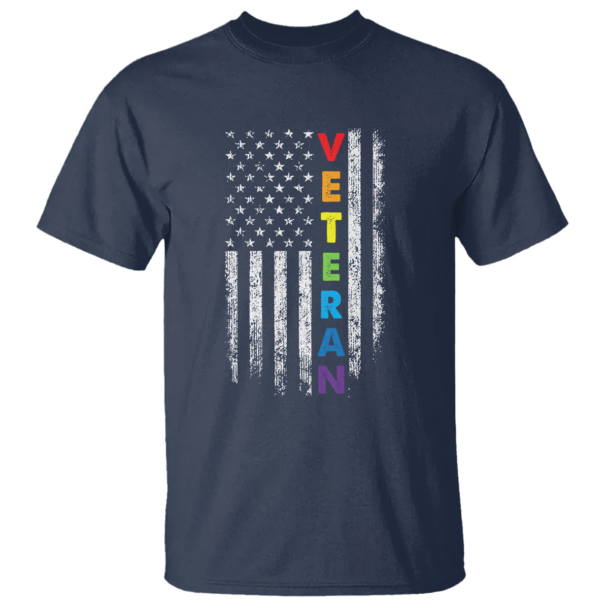 LGBT Veteran T Shirt American Flag Rainbow Military Army - Wonder Print Shop