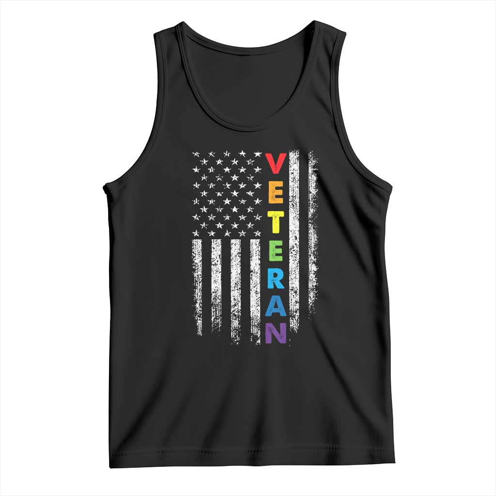LGBT Veteran Tank Top American Flag Rainbow Military Army