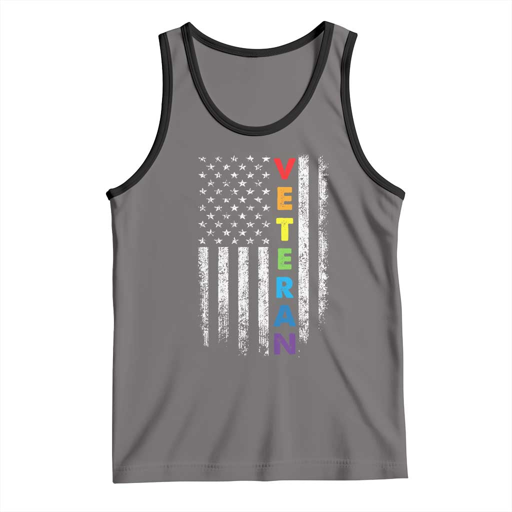 LGBT Veteran Tank Top American Flag Rainbow Military Army