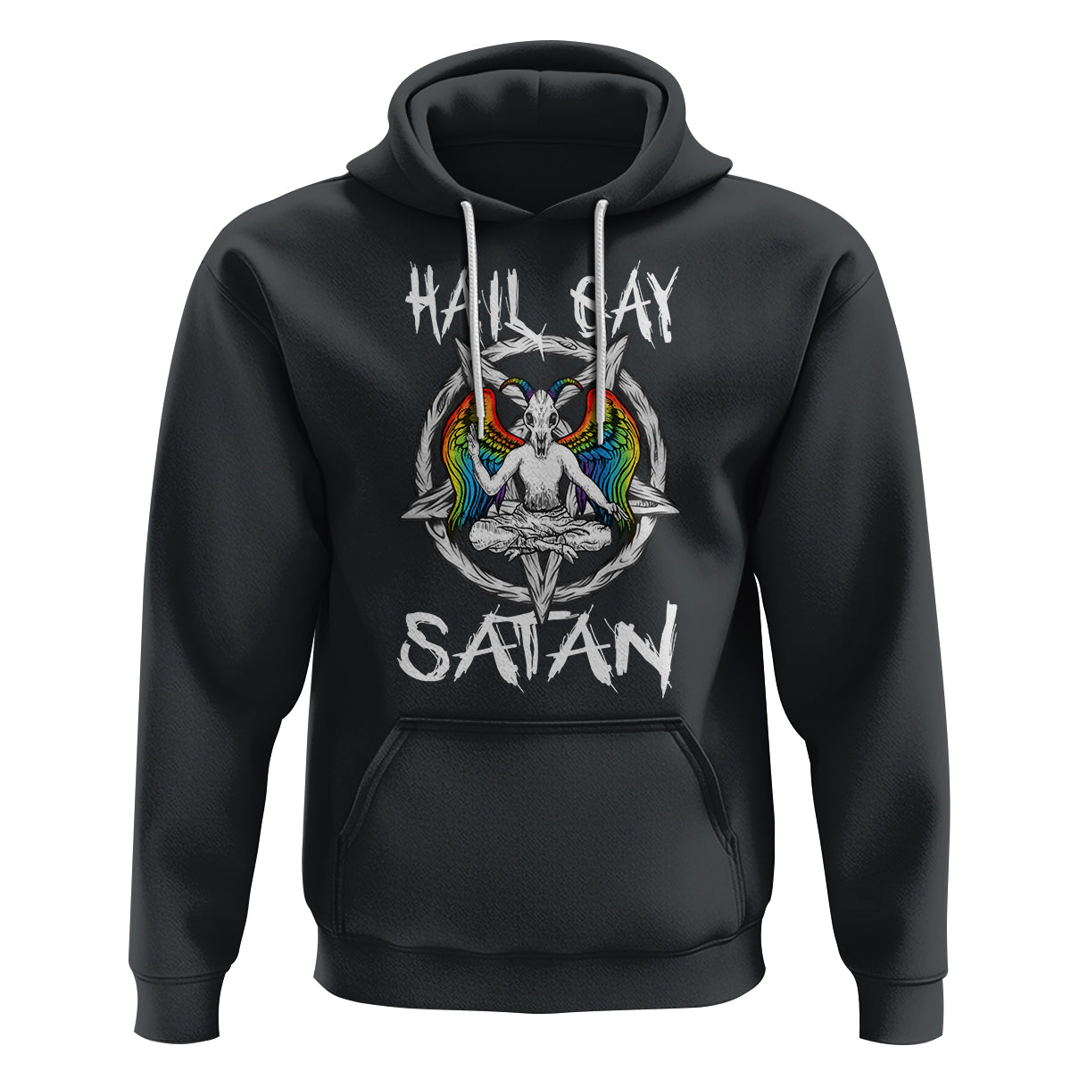 Hail Gay Satan Hoodie Goth Baphomet Devil LGBT Pride - Wonder Print Shop