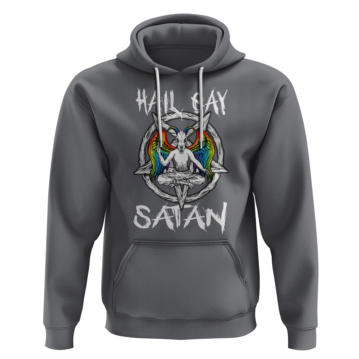 Hail Gay Satan Hoodie Goth Baphomet Devil LGBT Pride - Wonder Print Shop