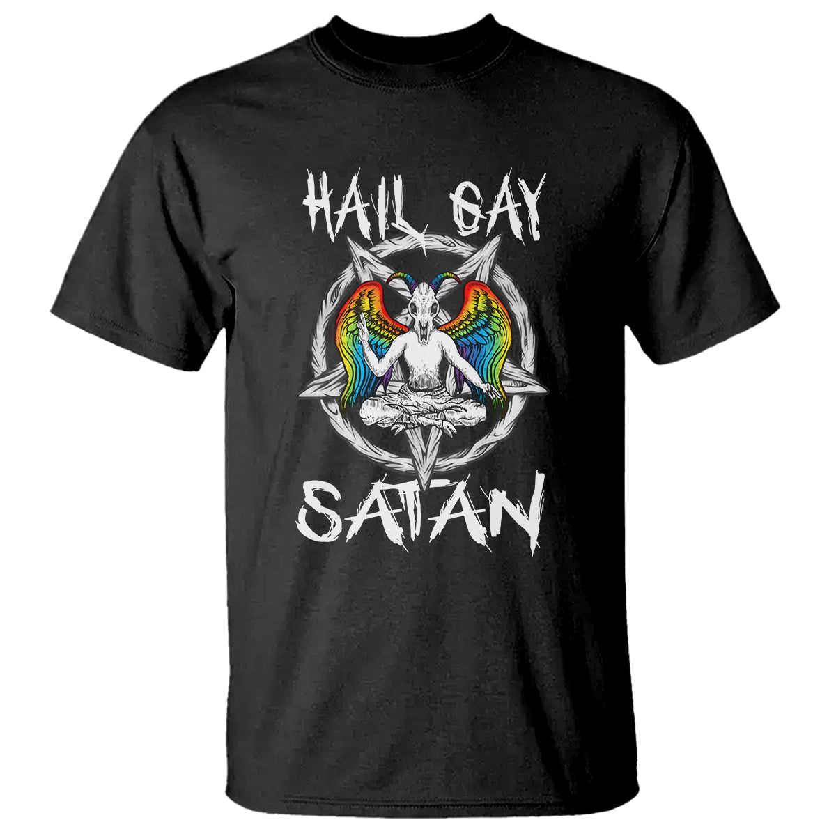 Hail Gay Satan T Shirt Goth Baphomet Devil LGBT Pride - Wonder Print Shop