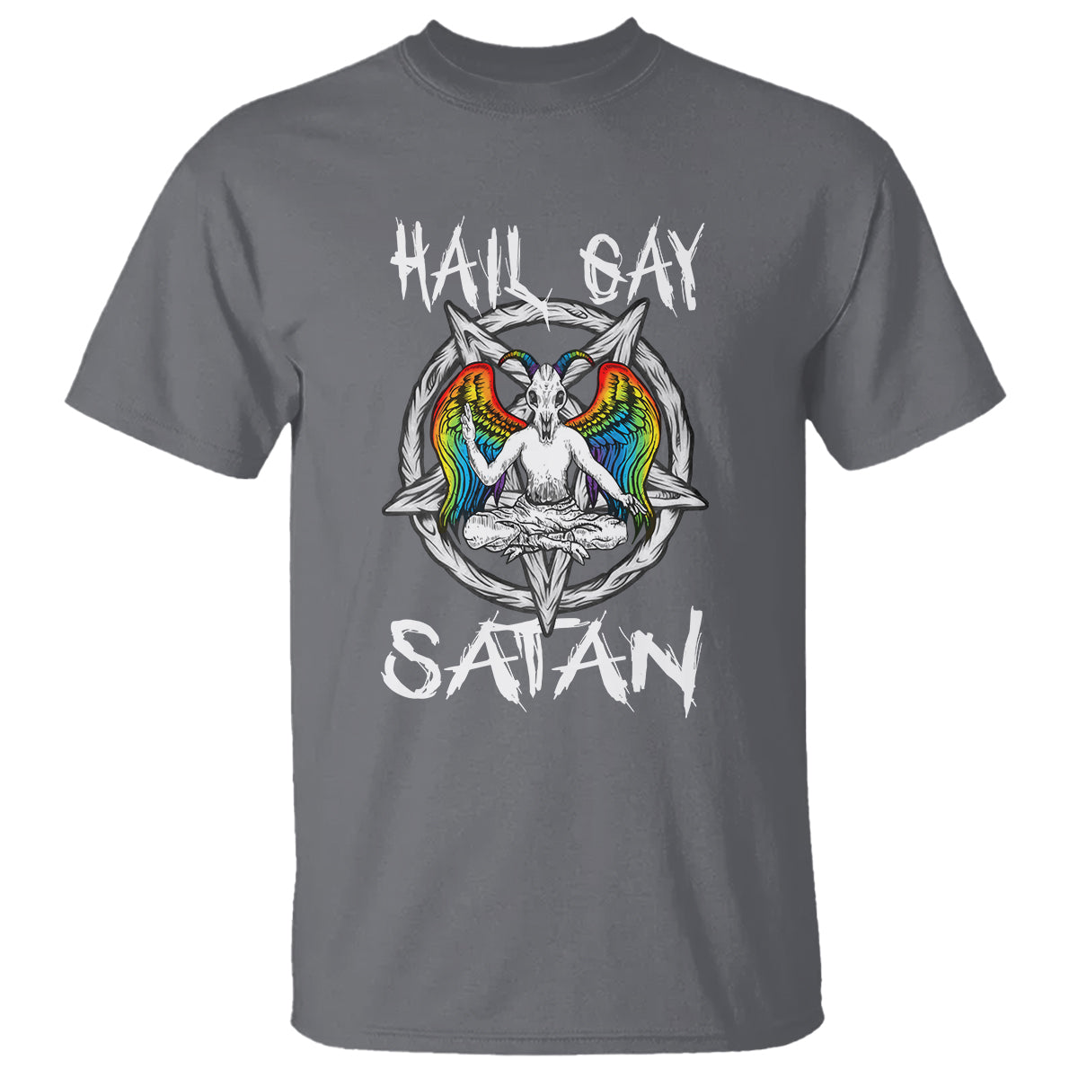Hail Gay Satan T Shirt Goth Baphomet Devil LGBT Pride - Wonder Print Shop