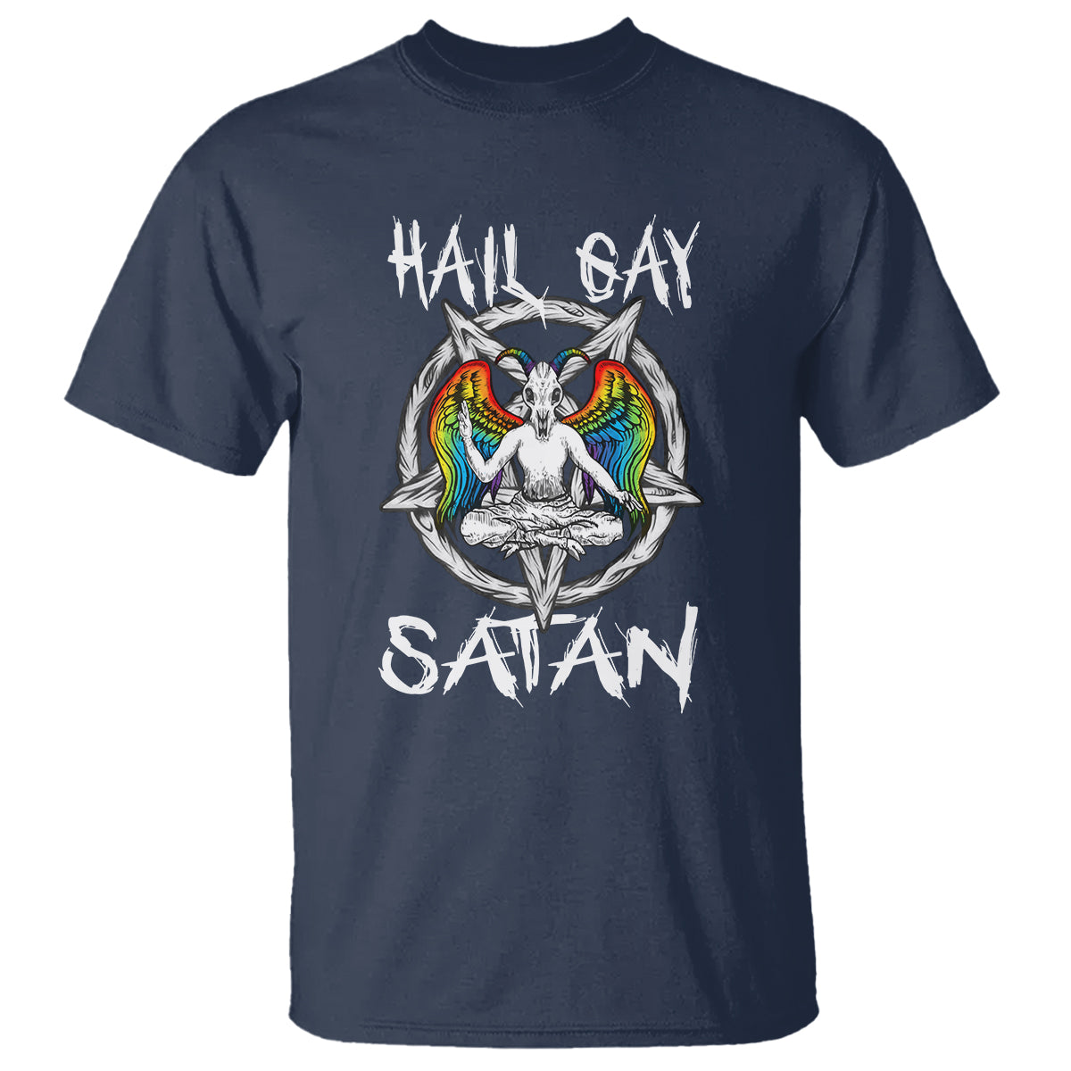 Hail Gay Satan T Shirt Goth Baphomet Devil LGBT Pride - Wonder Print Shop