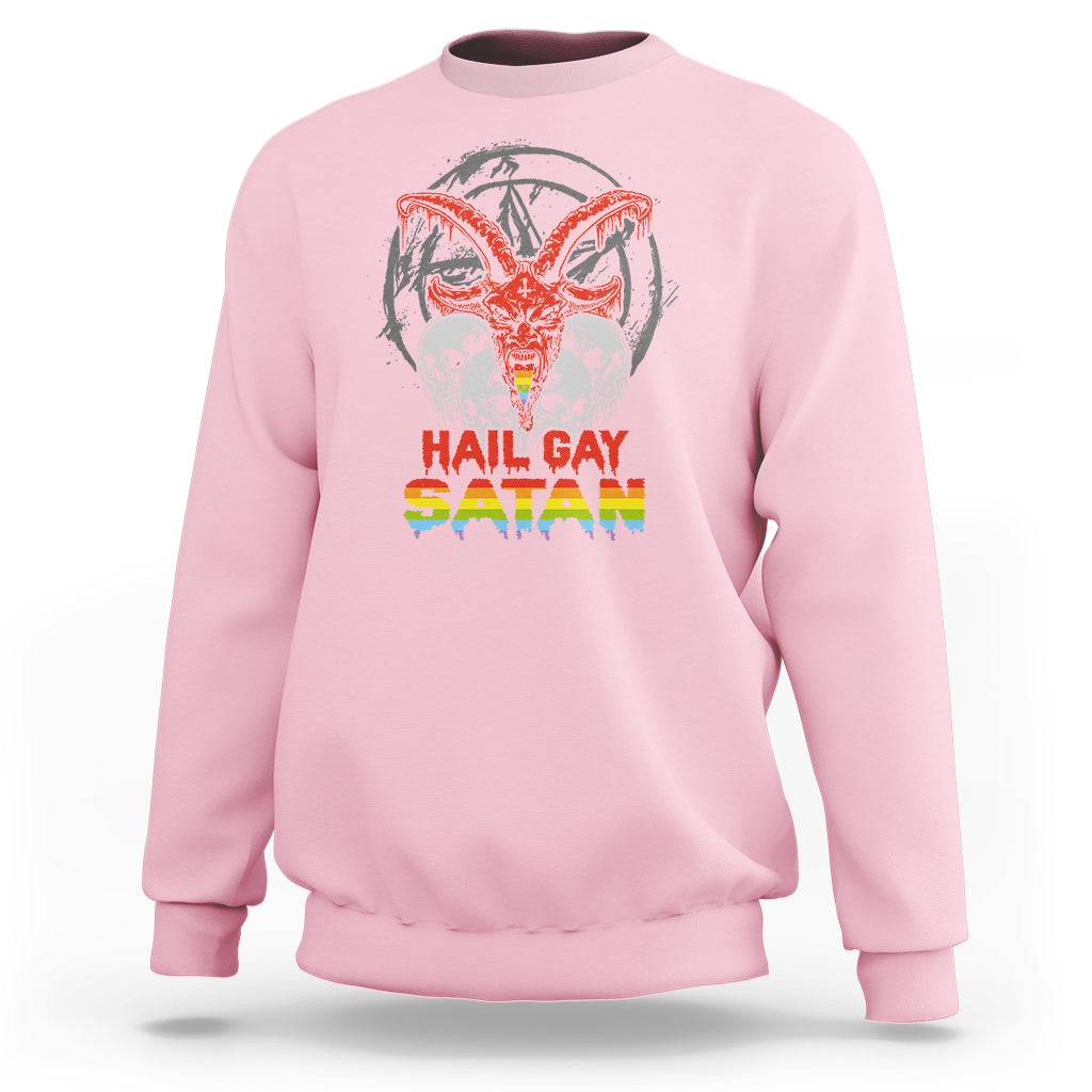 Hail Gay Satan Sweatshirt Skull Goth Baphomet Devil LGBT Pride - Wonder Print Shop