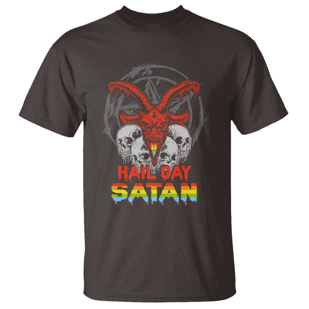 Hail Gay Satan T Shirt Skull Goth Baphomet Devil LGBT Pride - Wonder Print Shop