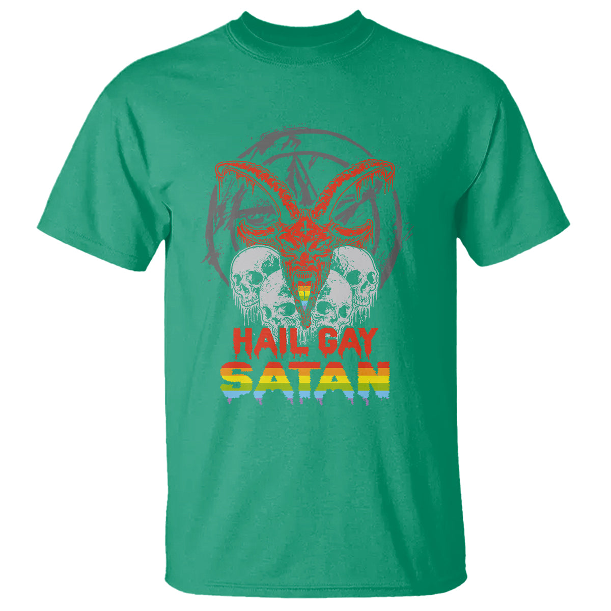 Hail Gay Satan T Shirt Skull Goth Baphomet Devil LGBT Pride - Wonder Print Shop