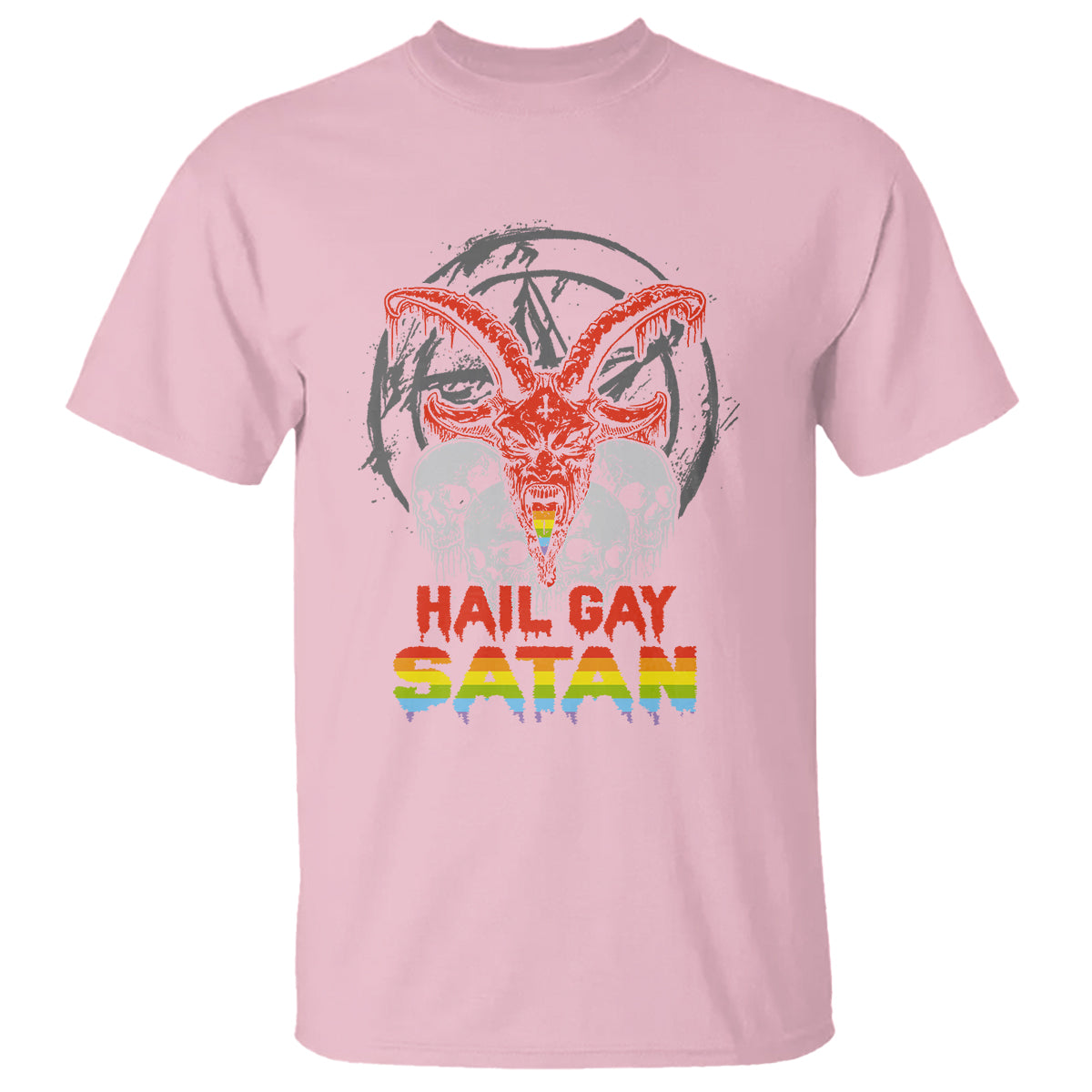 Hail Gay Satan T Shirt Skull Goth Baphomet Devil LGBT Pride - Wonder Print Shop