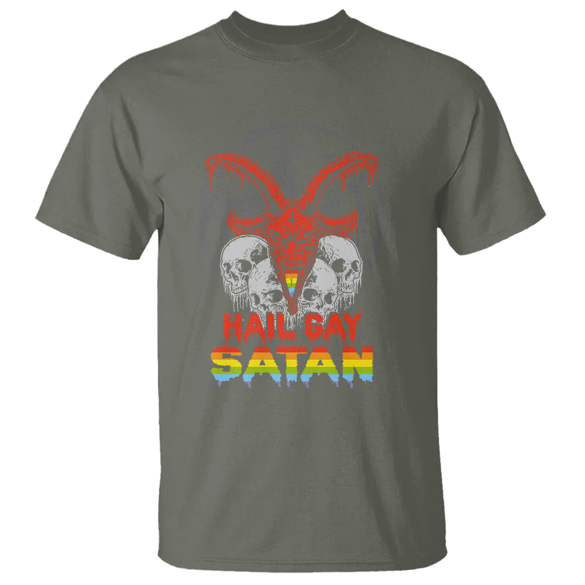 Hail Gay Satan T Shirt Skull Goth Baphomet Devil LGBT Pride - Wonder Print Shop