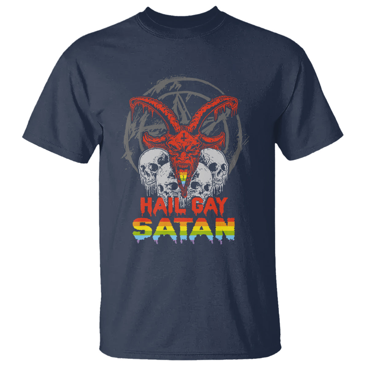 Hail Gay Satan T Shirt Skull Goth Baphomet Devil LGBT Pride - Wonder Print Shop