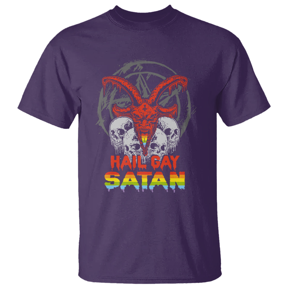 Hail Gay Satan T Shirt Skull Goth Baphomet Devil LGBT Pride - Wonder Print Shop