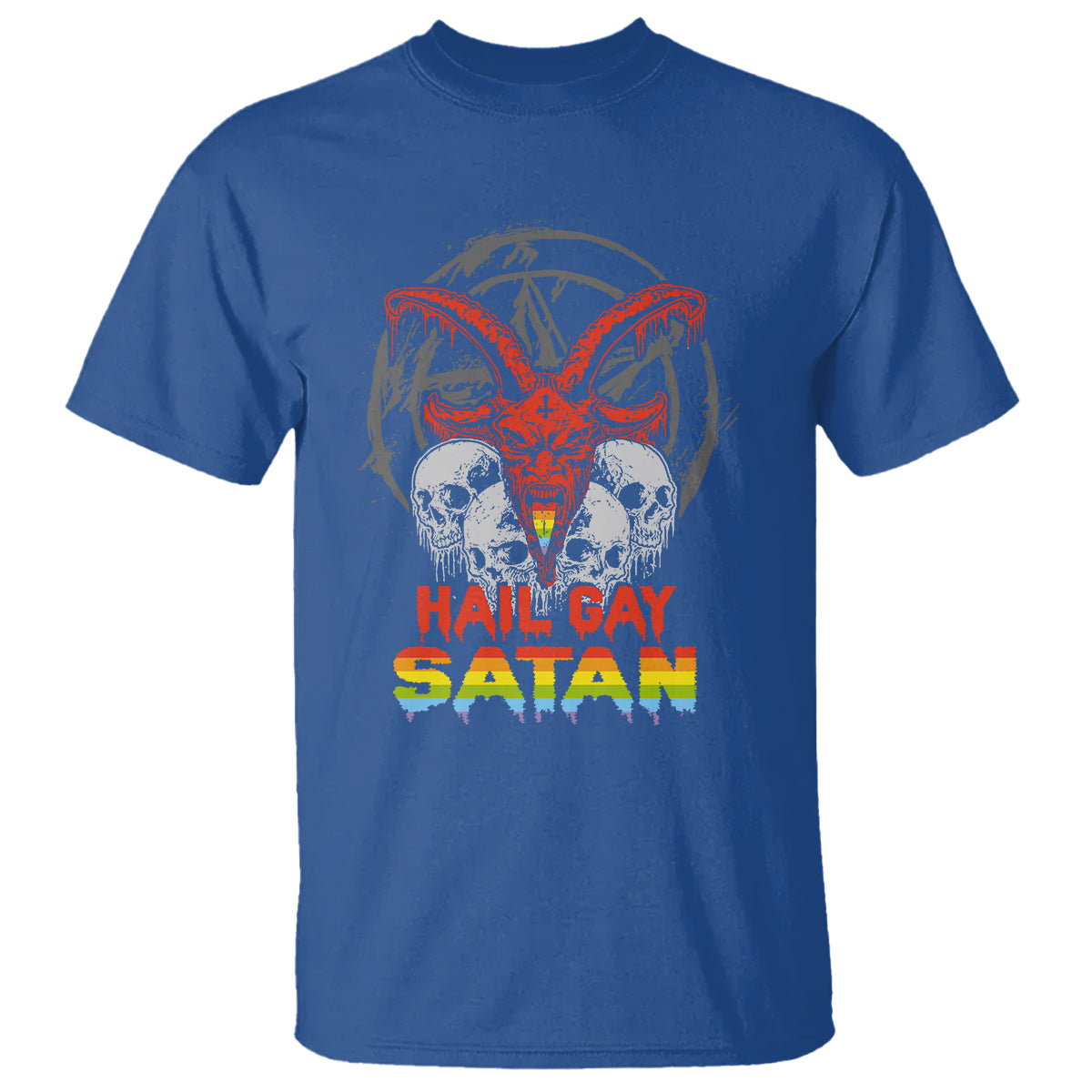 Hail Gay Satan T Shirt Skull Goth Baphomet Devil LGBT Pride - Wonder Print Shop