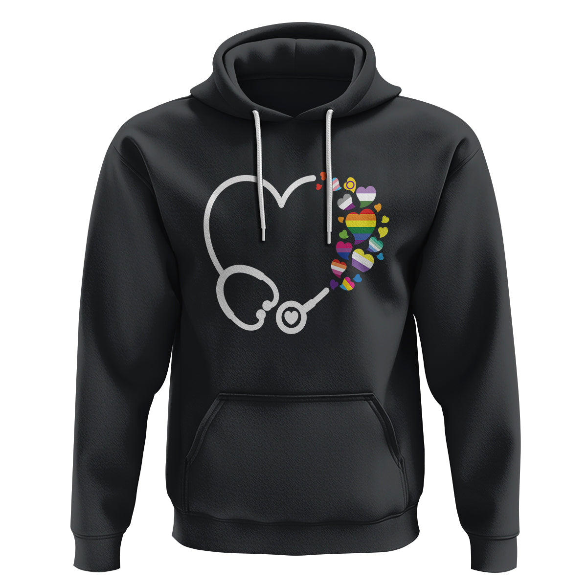 LGBT Nurse Hoodie Rainbow Flag Stethoscope Nurse RN Gay Pride - Wonder Print Shop