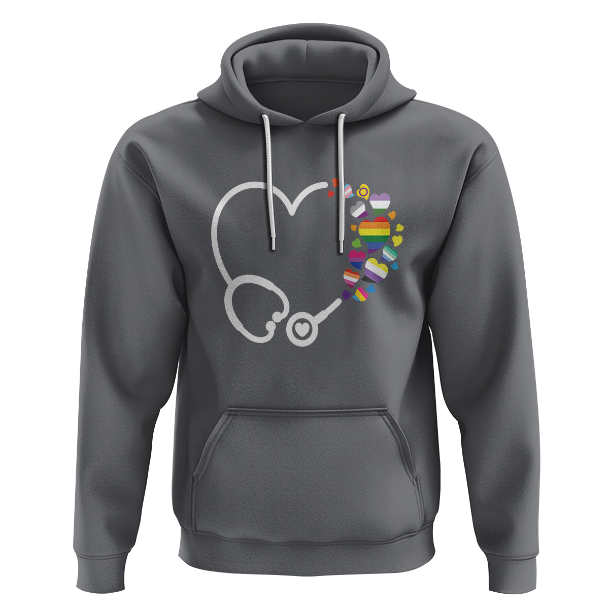 LGBT Nurse Hoodie Rainbow Flag Stethoscope Nurse RN Gay Pride - Wonder Print Shop