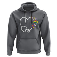 LGBT Nurse Hoodie Rainbow Flag Stethoscope Nurse RN Gay Pride - Wonder Print Shop