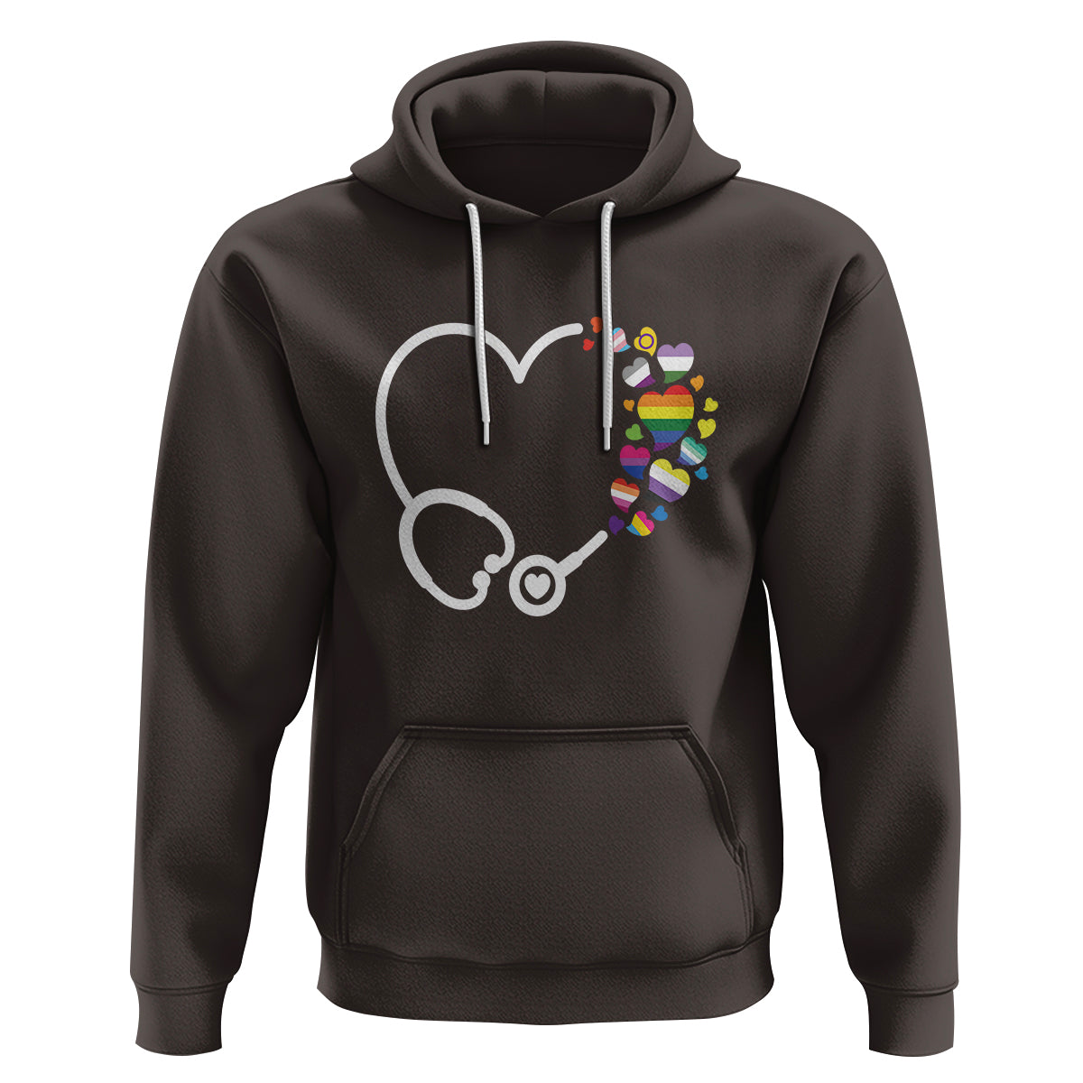 LGBT Nurse Hoodie Rainbow Flag Stethoscope Nurse RN Gay Pride - Wonder Print Shop