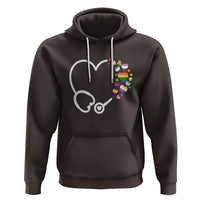 LGBT Nurse Hoodie Rainbow Flag Stethoscope Nurse RN Gay Pride - Wonder Print Shop