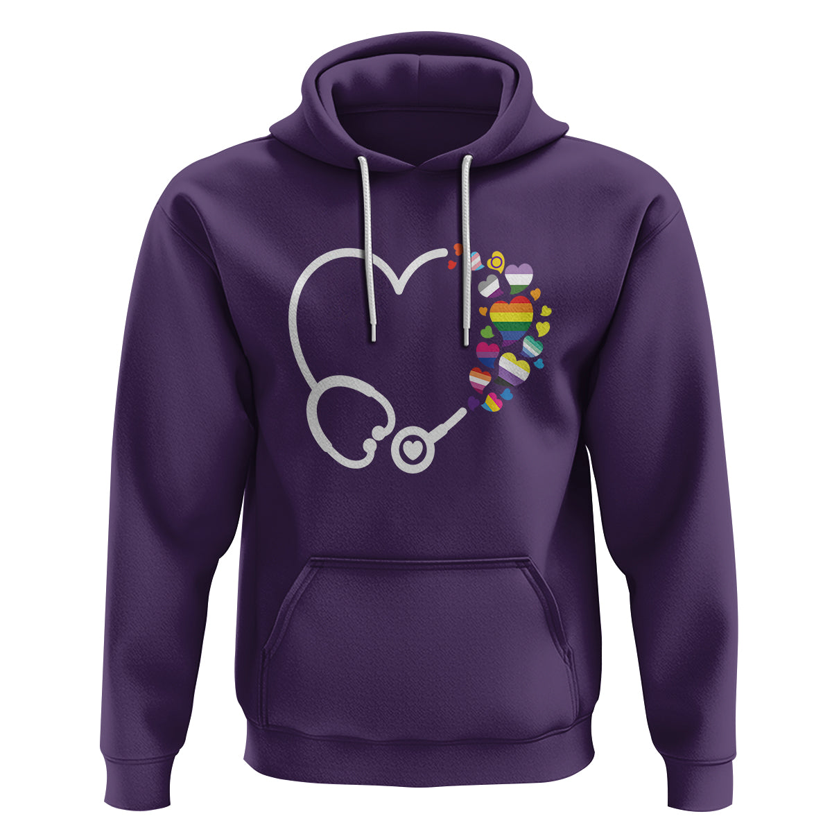 LGBT Nurse Hoodie Rainbow Flag Stethoscope Nurse RN Gay Pride - Wonder Print Shop