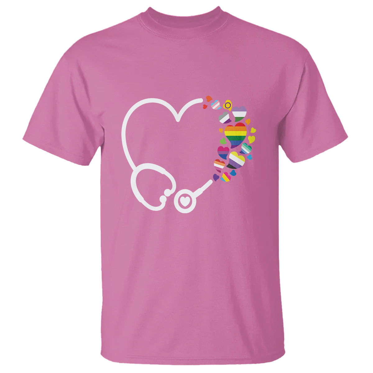 LGBT Nurse T Shirt Rainbow Flag Stethoscope Nurse RN Gay Pride - Wonder Print Shop