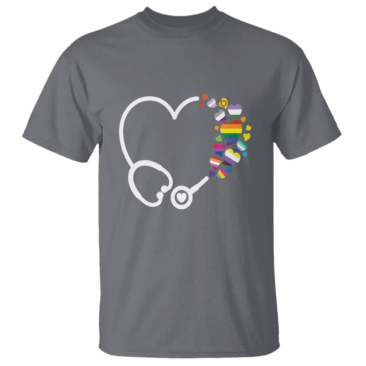LGBT Nurse T Shirt Rainbow Flag Stethoscope Nurse RN Gay Pride - Wonder Print Shop