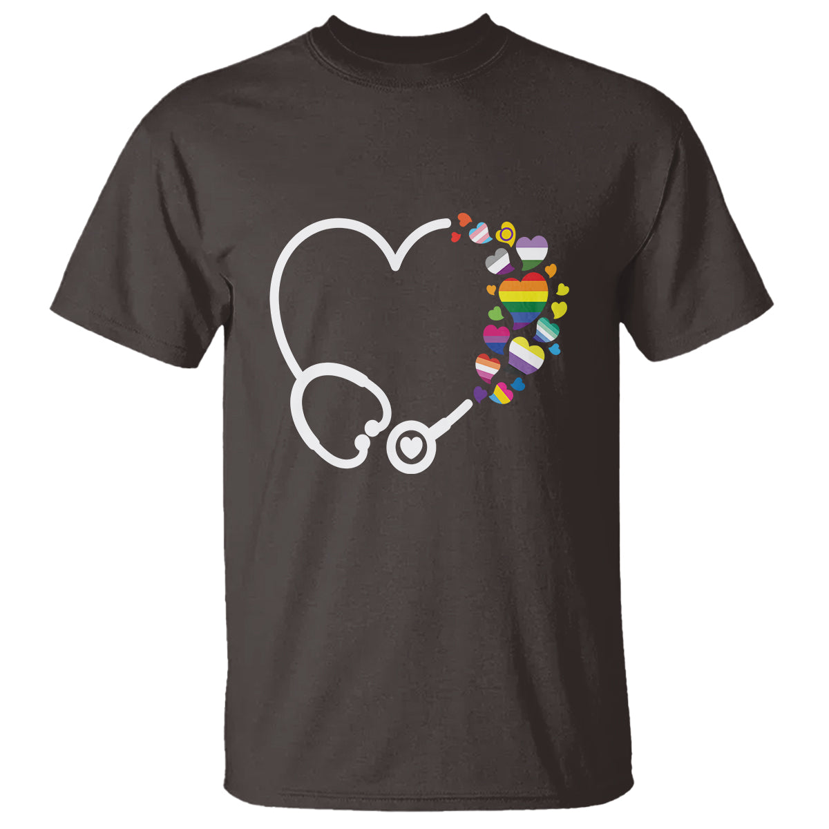 LGBT Nurse T Shirt Rainbow Flag Stethoscope Nurse RN Gay Pride - Wonder Print Shop
