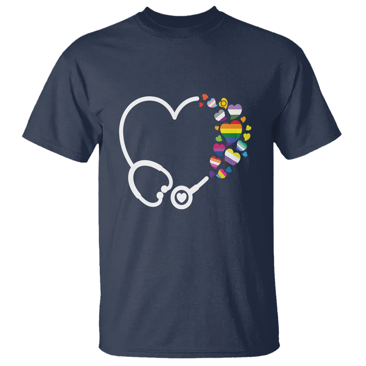 LGBT Nurse T Shirt Rainbow Flag Stethoscope Nurse RN Gay Pride - Wonder Print Shop