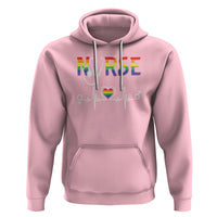 LGBT Nurse Hoodie Rainbow Flag Heartbeat Nurse RN Gay Pride - Wonder Print Shop