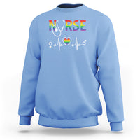 LGBT Nurse Sweatshirt Rainbow Flag Heartbeat Nurse RN Gay Pride - Wonder Print Shop