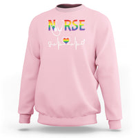 LGBT Nurse Sweatshirt Rainbow Flag Heartbeat Nurse RN Gay Pride - Wonder Print Shop
